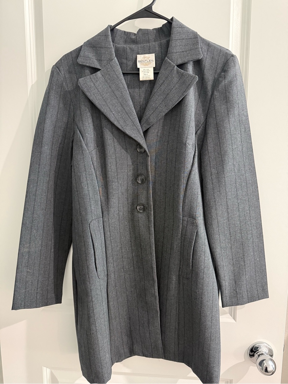 Vintage TR Bentley Gray Pinstripe Blazer Coat - Size 10